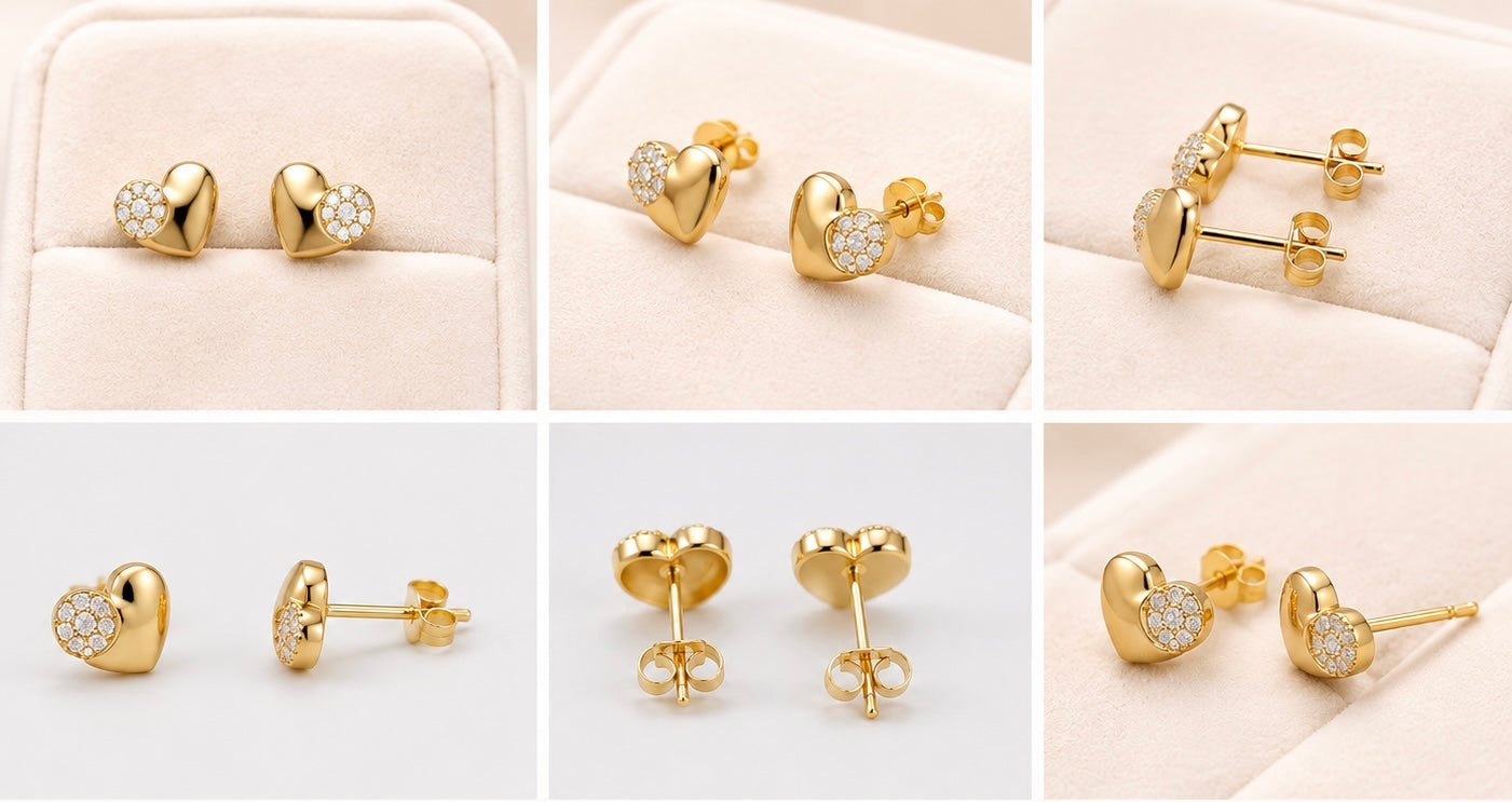 Aretes de Corazón en Oro 10K