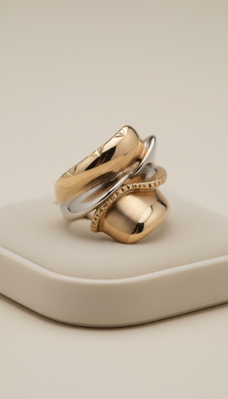Anillo escultural de oro 18k