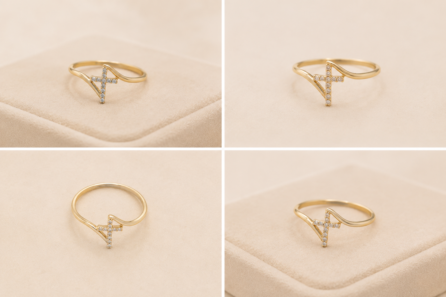 Anillo para Mujer en Oro 10K con Cruz de Piedras
