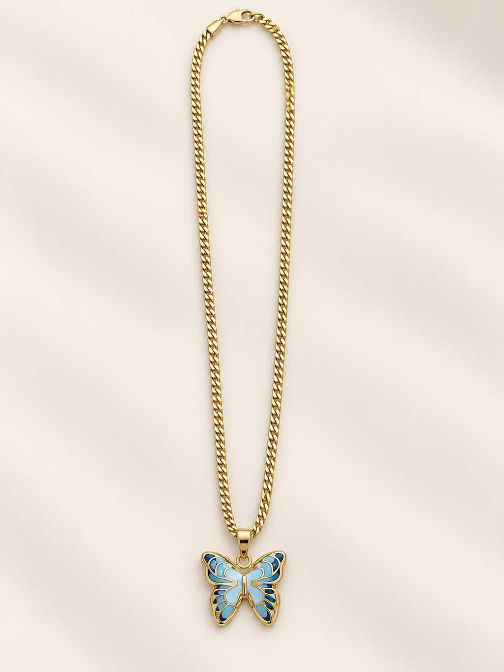 Cadena de Oro 10K con Mariposa Azul