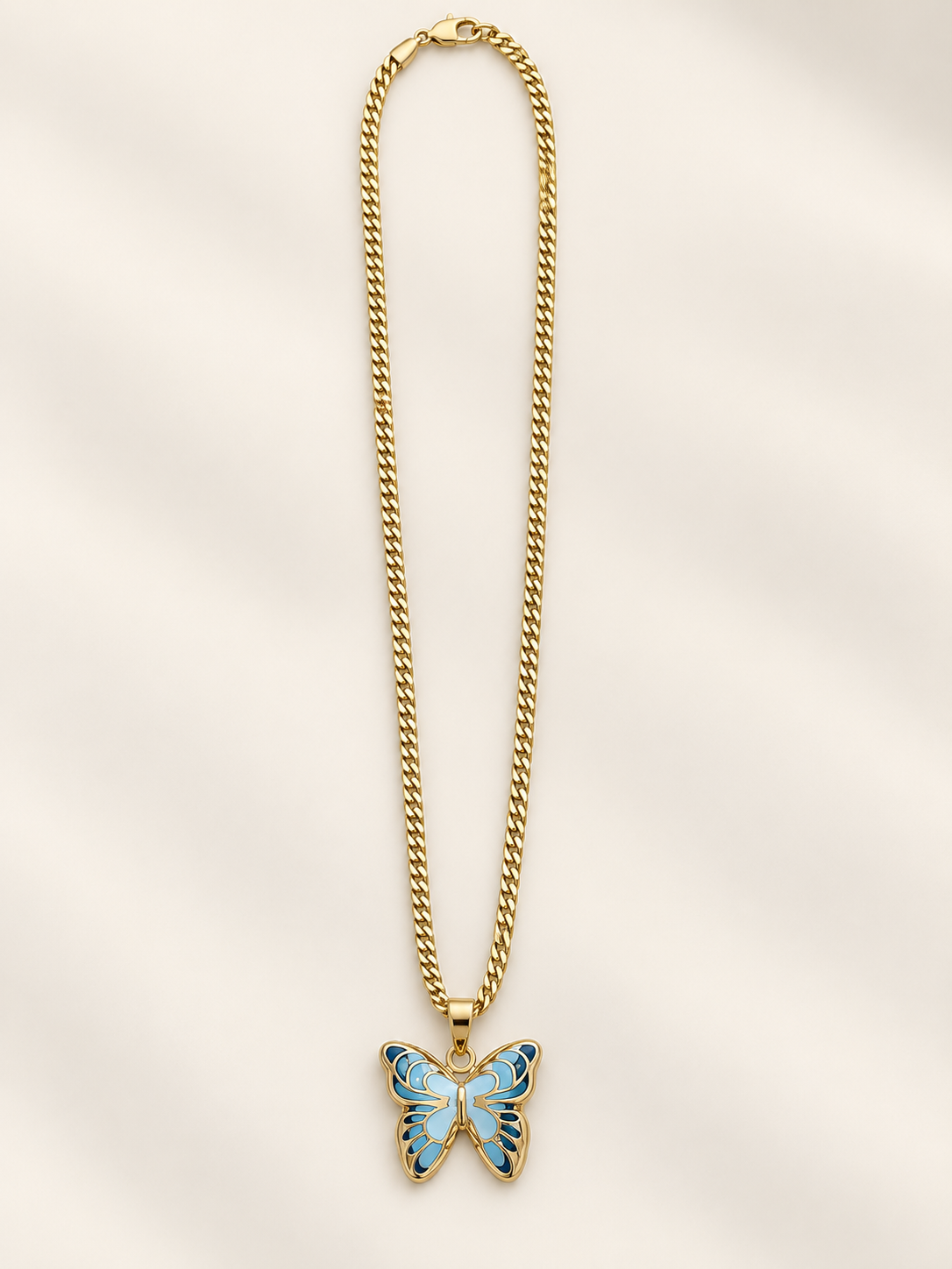 Cadena de Oro 10K con Mariposa Azul