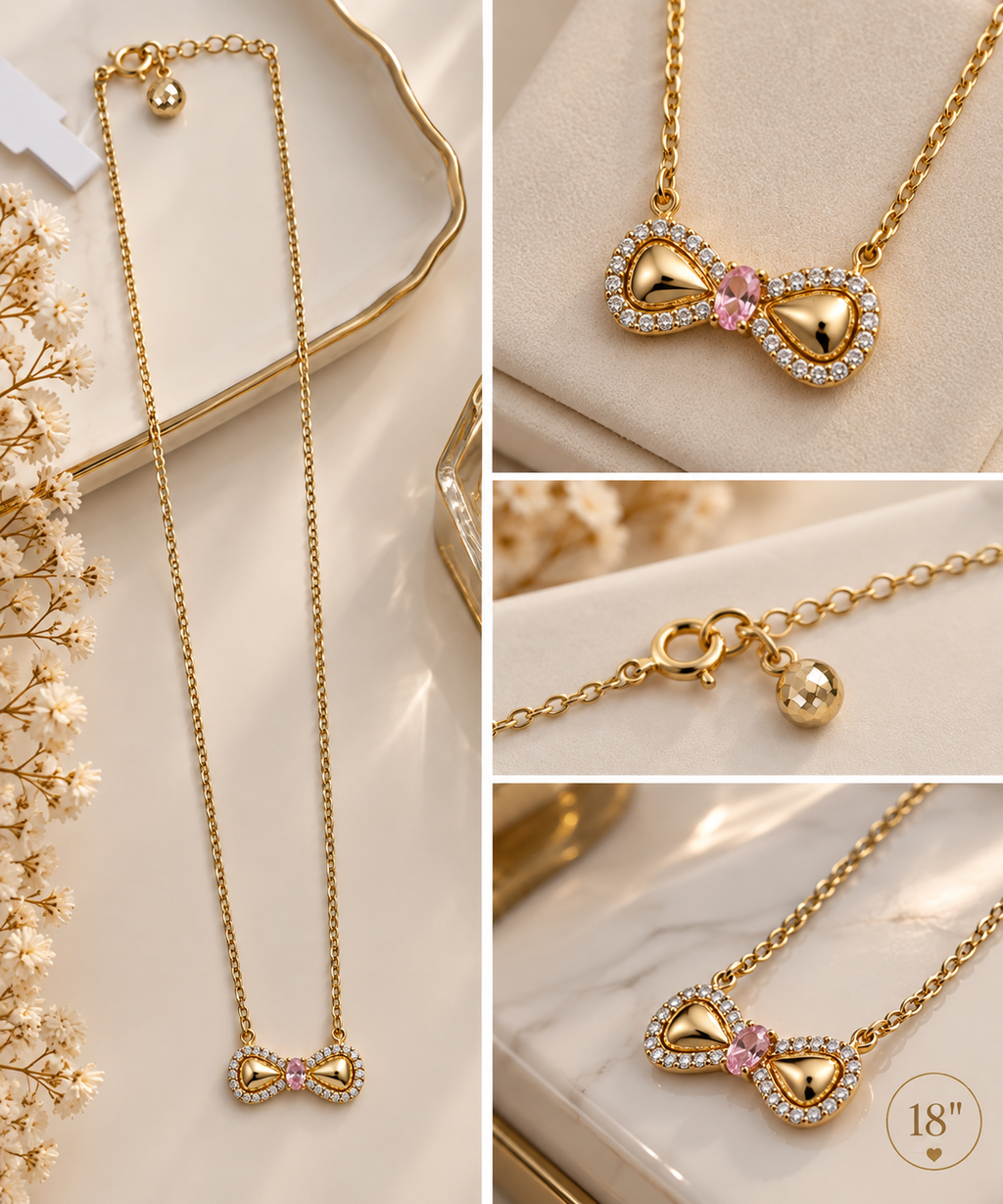 Collar de Oro 10K con Dije de Moño