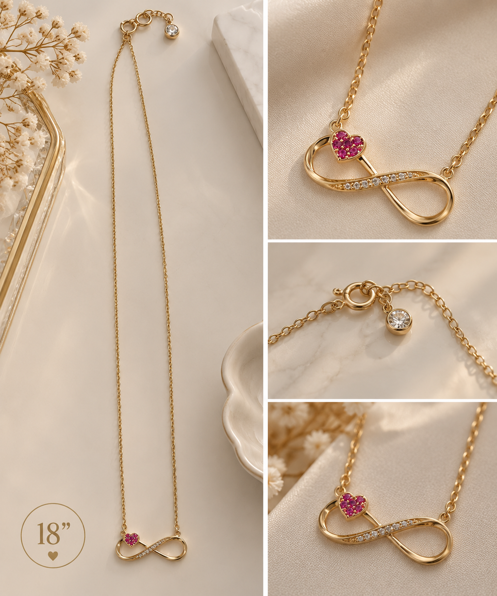 Collar de Oro 10K – Dije Infinito con Corazón