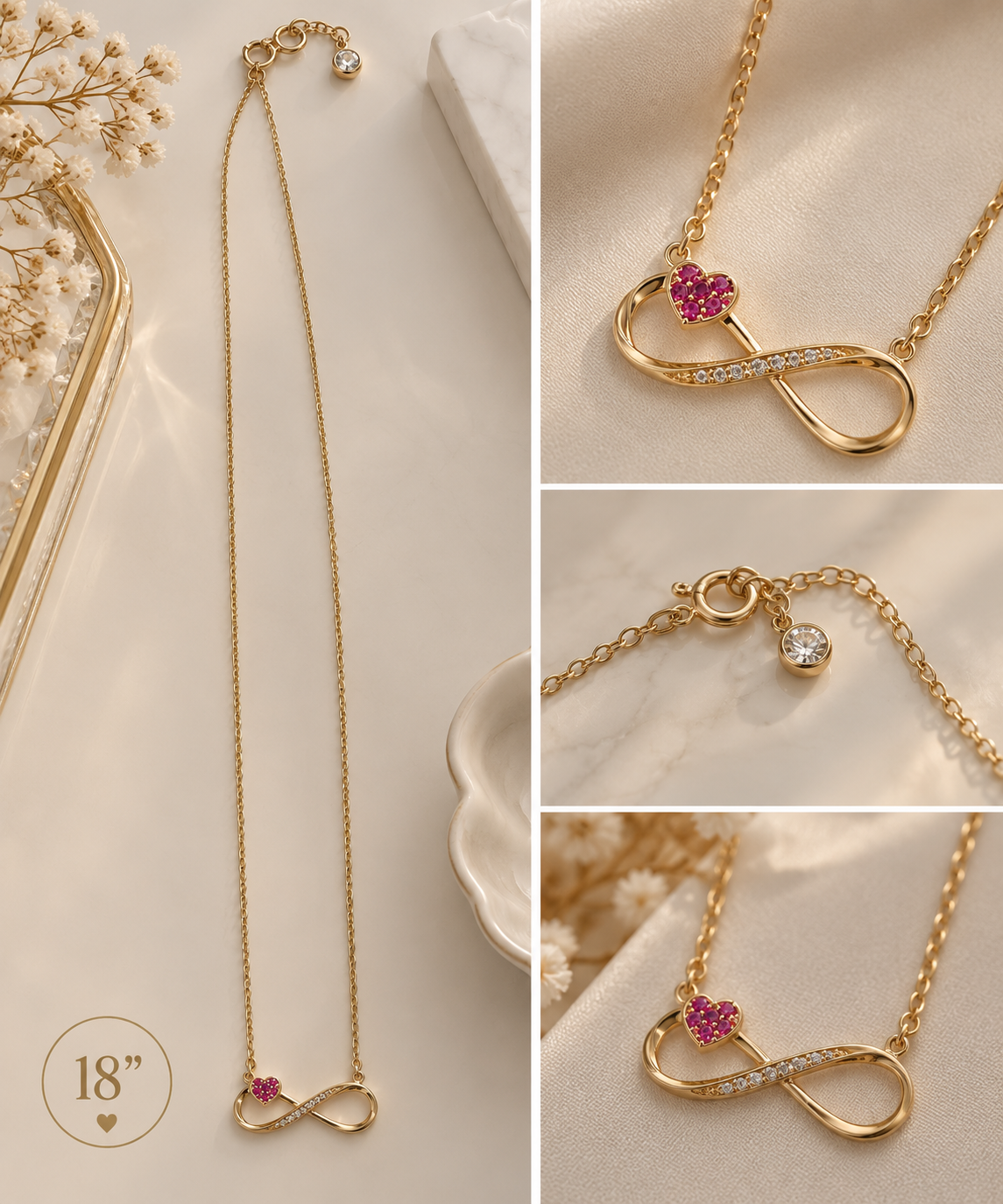 Collar de Oro 10K – Dije Infinito con Corazón