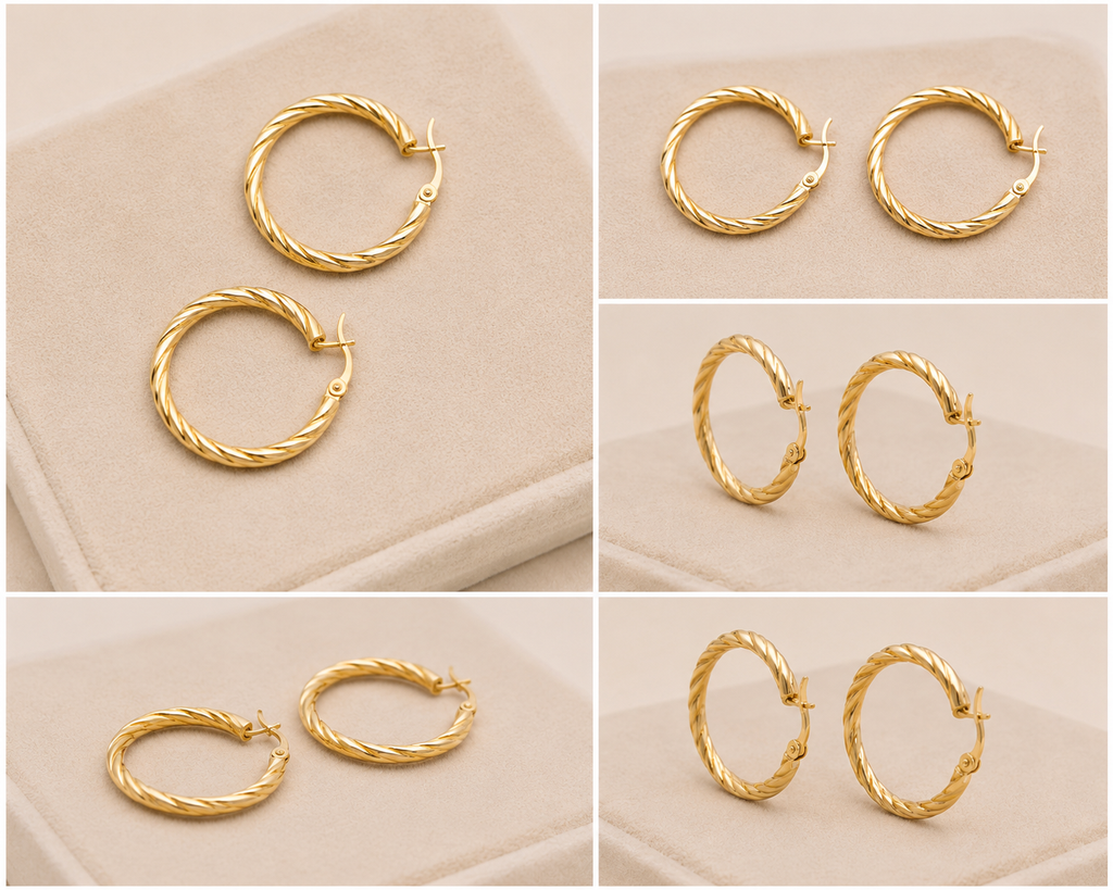 Set de Argollas de Mujer en Oro 10K