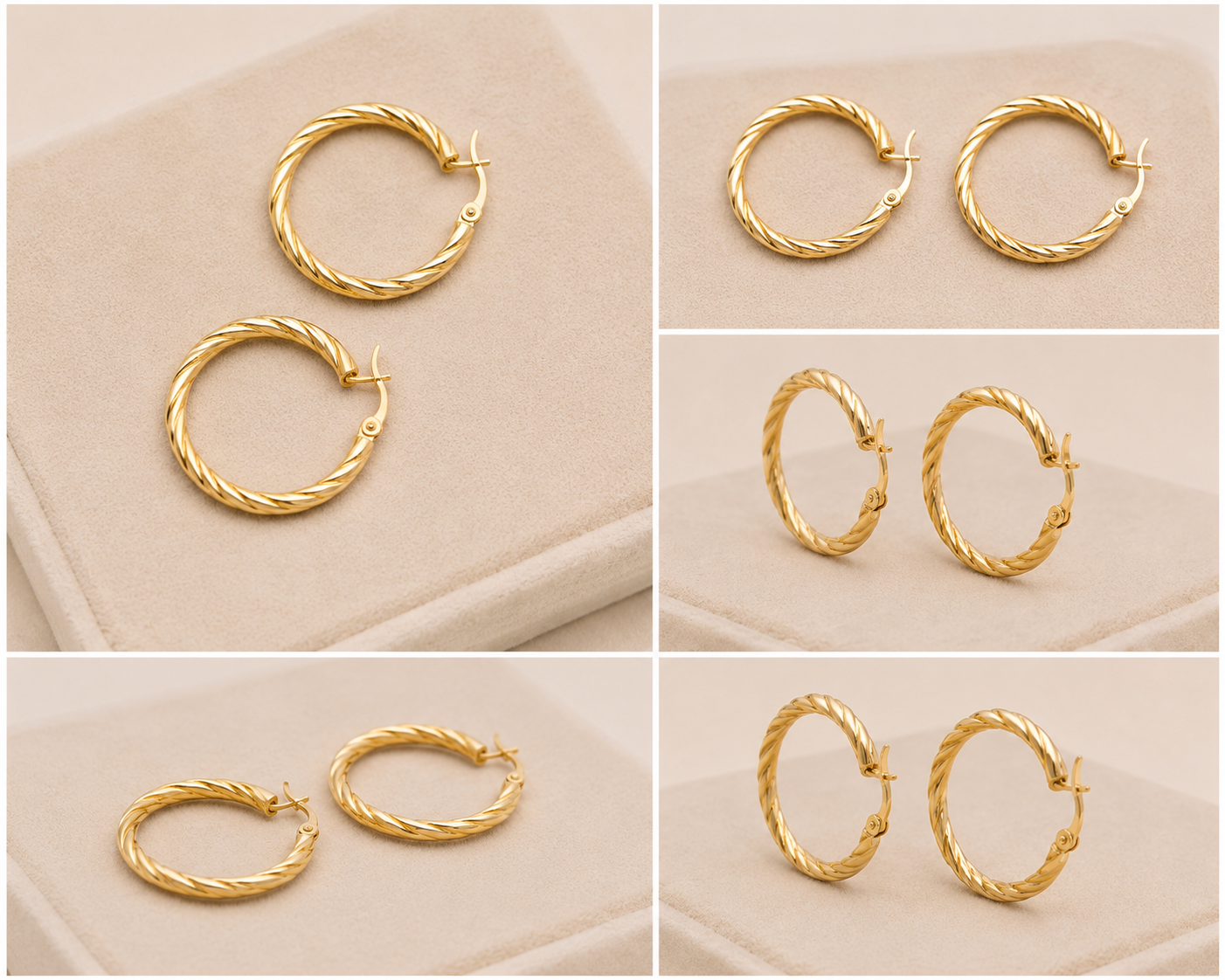 Set de Argollas de Mujer en Oro 10K