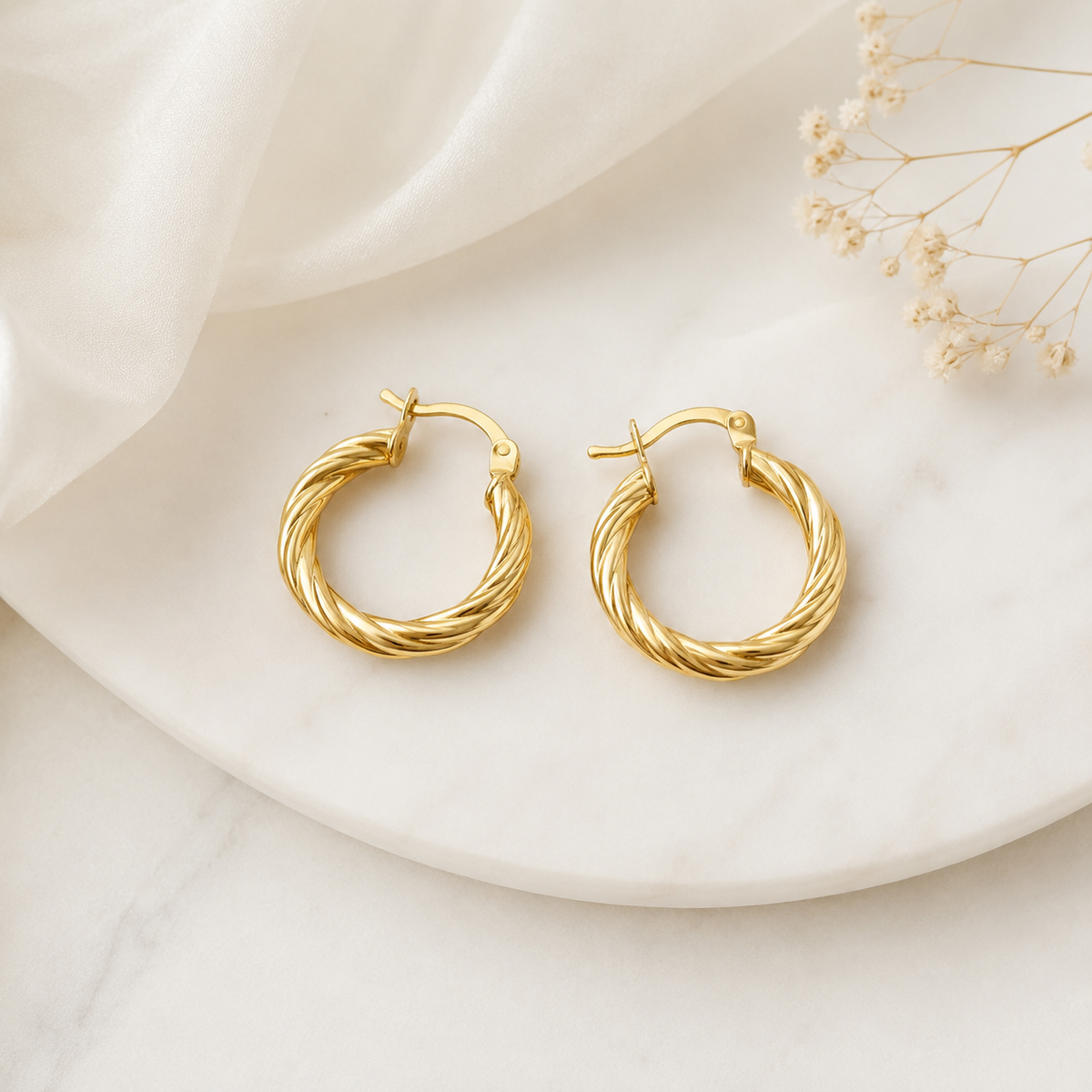 Argollas de Oro 10K Trenzadas
