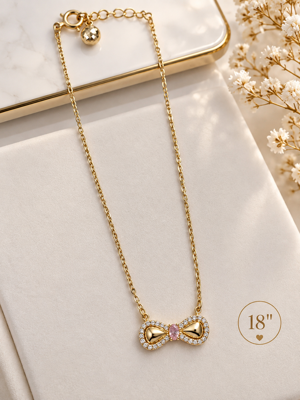 Collar de Oro 10K con Dije de Moño