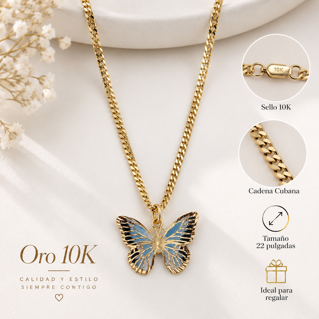 Cadena de Oro 10K con dije de Mariposa