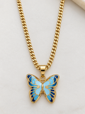 Cadena de Oro 10K con Mariposa Azul