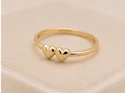 Anillo de Mujer en Oro 10K con Doble Corazón