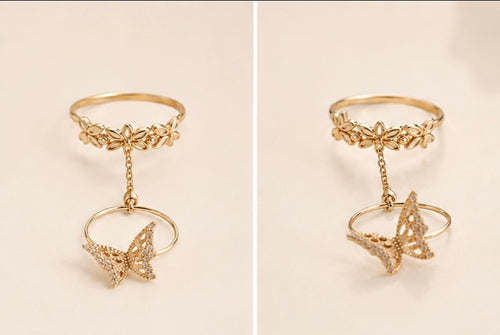 # Anillo para Mujer en Oro 10K con Mariposa y Flores