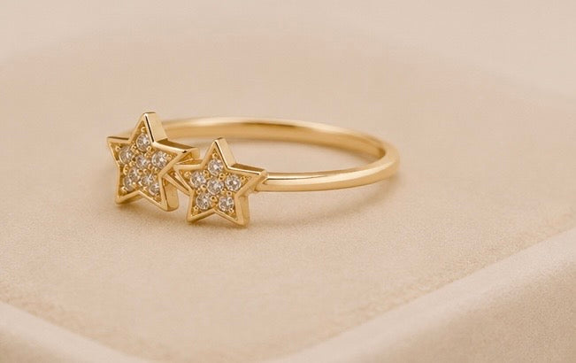 Anillo para Mujer en Oro 10K con Doble Estrella
