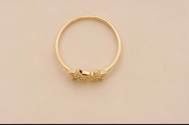 Anillo para Mujer en Oro 10K con Doble Estrella